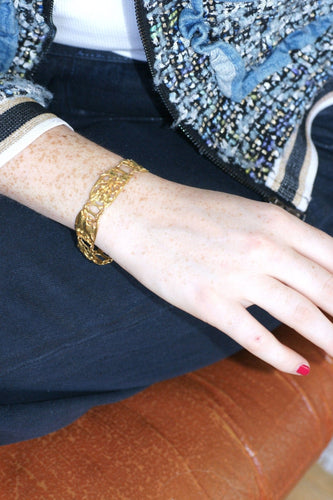 Bracelet Bracelet Art nouveau articulé en or jaune 18kt à maillons ajourés 58 Facettes