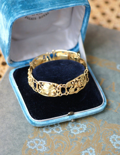 Bracelet Bracelet Art nouveau articulé en or jaune 18kt à maillons ajourés 58 Facettes