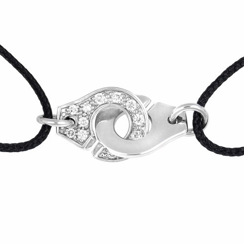 Bracelet Dinh Van Menottes - Bracelet cordon en or blanc et diamants 58 Facettes 62000238