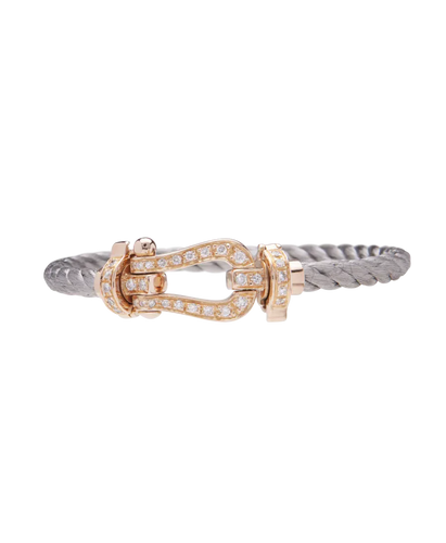 Bracelet Bracelet mousqueton en or rose 18K, acier et diamants 58 Facettes BO220683/MousquetonOretDiamants