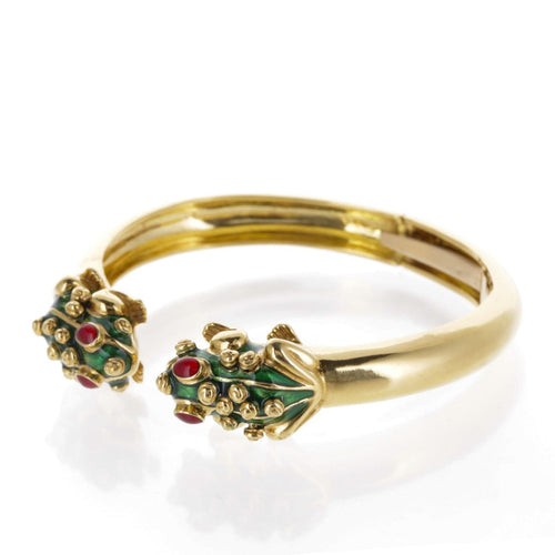 Bracelet Bracelet vintage motifs grenouilles en or jaune 18 K et émail vert 58 Facettes 2.19153