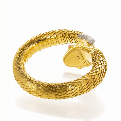 Bracelet David Webb - Bracelet serpent en or jaune 18 K et platine avec diamants 58 Facettes 2.18227