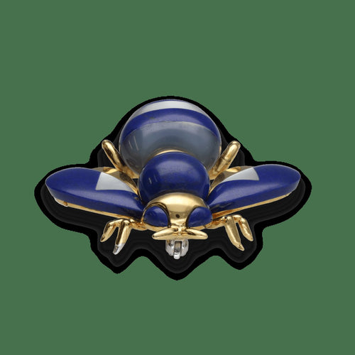 Broche Broche Abeille – Or Jaune 18k – Lapis-Lazuli et Nacre – Vers 1980 58 Facettes FB10877