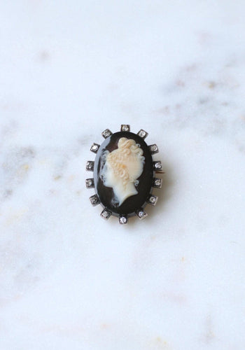 Broche Broche camée en onyx en or rose et diamants 58 Facettes