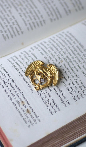 Broche Broche chimère ancienne en or jaune 18k et diamant taille coussin 58 Facettes