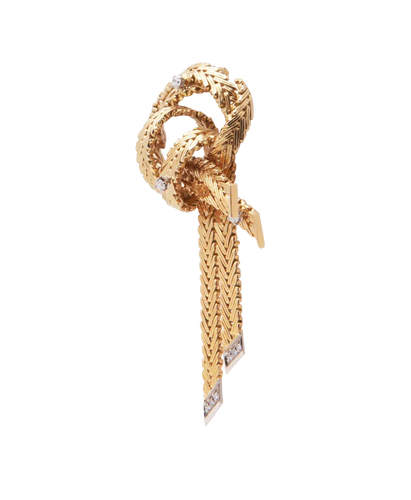 Broche Broche nœud en or jaune et or blanc 18K avec diamants 58 Facettes BO230045/BROCHEENNŒUD