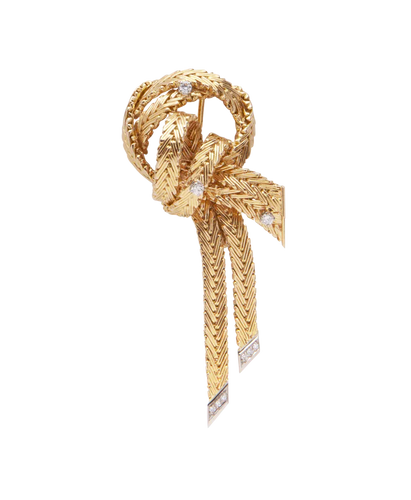 Broche Broche nœud en or jaune et or blanc 18K avec diamants 58 Facettes BO230045/BROCHEENNŒUD