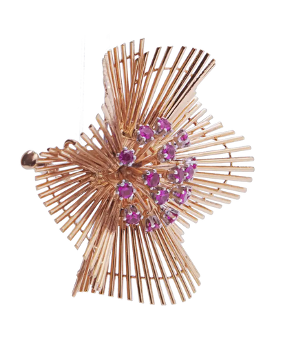Broche Ruby Wave - Broche en or jaune 18K et rubis 58 Facettes BO210572/RUBYWAVE