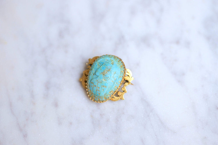 Broche Broche - Camée en turquoise en or jaune 18kt, fin XIXe siècle 58 Facettes
