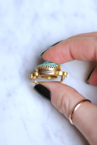 Broche Broche - Camée en turquoise en or jaune 18kt, fin XIXe siècle 58 Facettes
