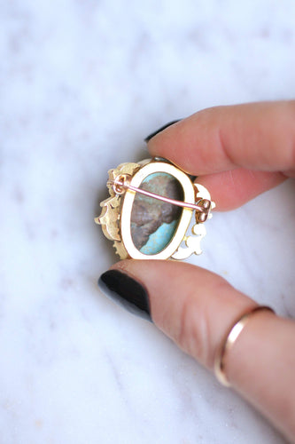 Broche Broche - Camée en turquoise en or jaune 18kt, fin XIXe siècle 58 Facettes