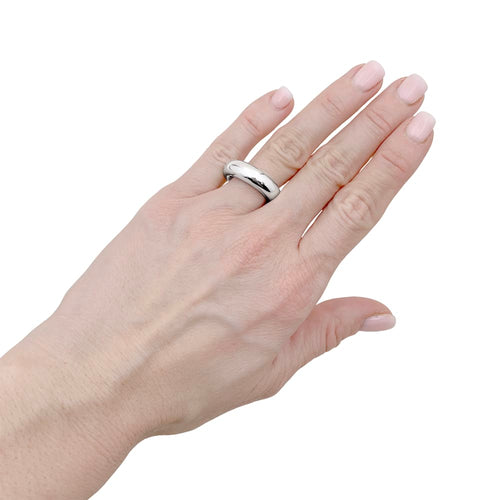Bague 52 Chaumet Anneau - Bague jonc bombée en or blanc 750 58 Facettes 35249