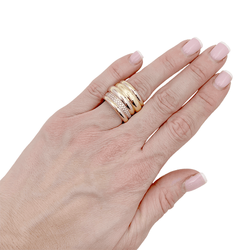 Bague 51 Pomellato Tubolare - Bague en or jaune et or blanc avec diamants 58 Facettes 34163