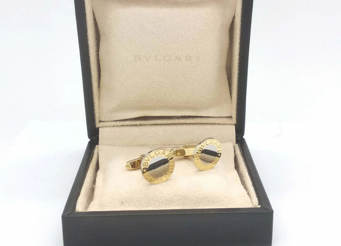Boutons de manchette Bulgari - Boutons de manchette en or jaune 18 ct et acier 15 mm 58 Facettes 6454