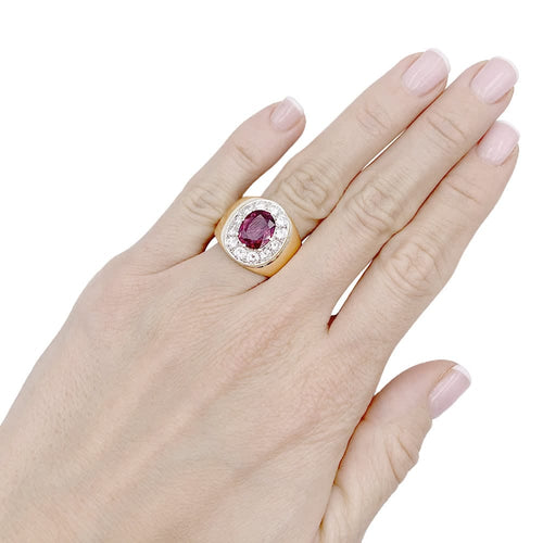 Bague 57 Bague jonc en or jaune et blanc 18 carats, rubis et diamants 58 Facettes 33176