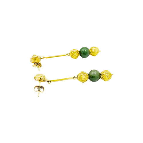Boucles d'oreilles Boucles d’oreilles pendantes en or jaune 750 et aventurine 58 Facettes 35316