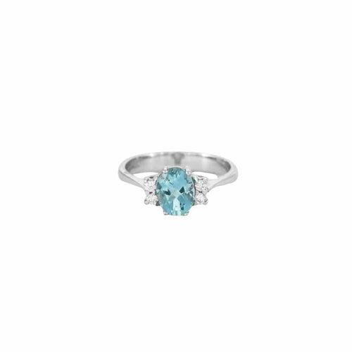 Bague 52 Bague aigue-marine et diamants en or gris 58 Facettes