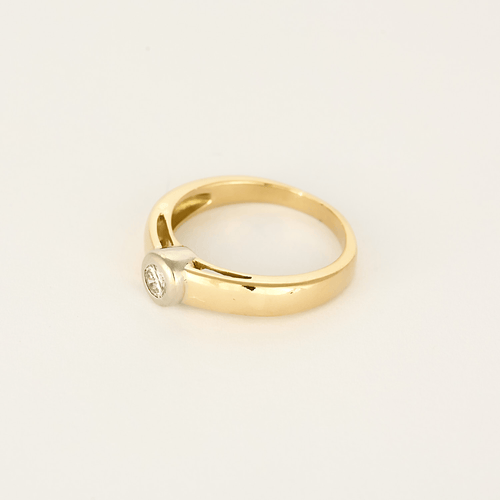 Bague 56 Bague Solitaire en or jaune, or blanc et diamants 58 Facettes DV1834-14