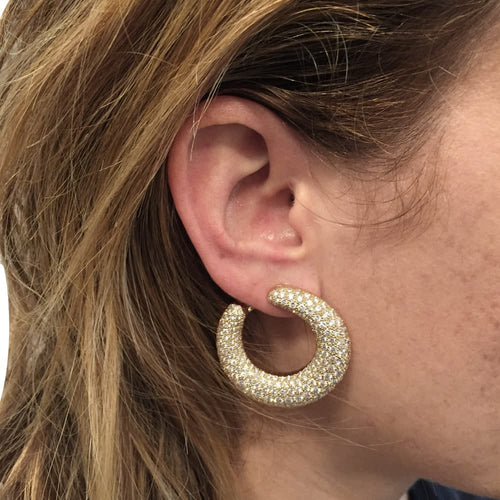Boucles d'oreilles Cartier - Boucles d’oreilles créoles en or jaune 750 et diamants 58 Facettes 29012