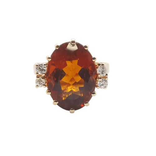 Bague 57 Bague or jaune citrine et diamants 58 Facettes