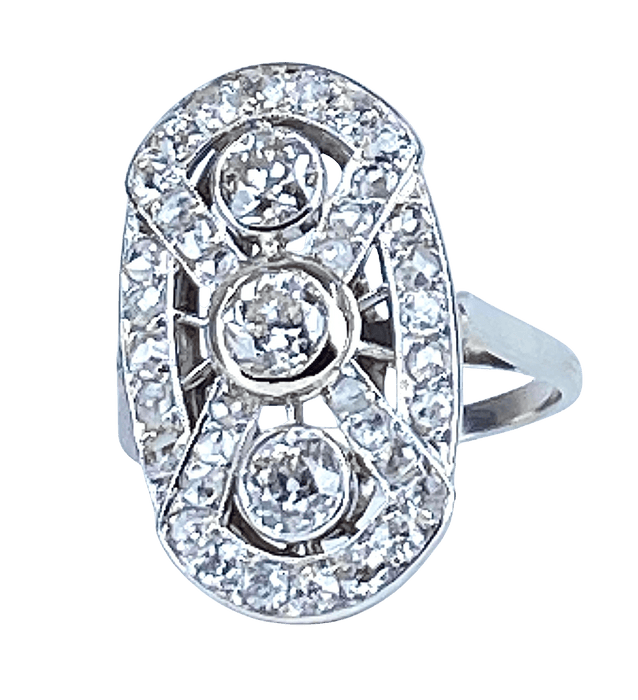 Bague 51 Bague platine et diamants, époque 1900 58 Facettes AB420