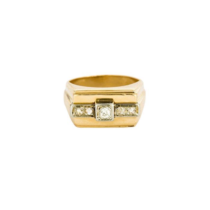 Bague Tank diamants or jaune et platine