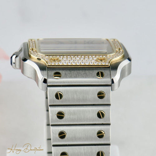 Montre Cartier Santos - Montre unisexe en or jaune 18K, acier et diamants 58 Facettes 2504