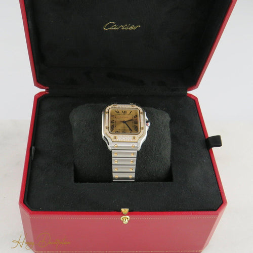 Montre Cartier Santos - Montre unisexe en or jaune 18K, acier et diamants 58 Facettes 2504