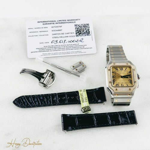 Montre Cartier Santos - Montre unisexe en or jaune 18K, acier et diamants 58 Facettes 2504