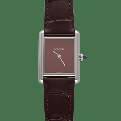 Montre Montre Cartier Must Tank – Réf. CRWSTTA0054 – Acier – Quartz – Cadran Bordeaux – Full Set 2021 58 Facettes FB11349