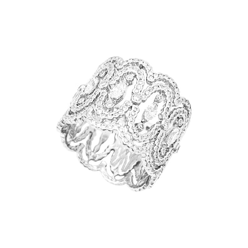 Bague 52 Messika Arabesque - Bague bandeau en or blanc sertie de diamants 58 Facettes 34952