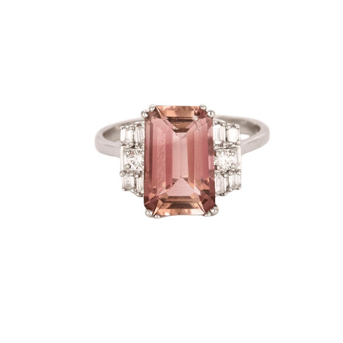 Bague 52 Bague tourmaline rose diamants 58 Facettes