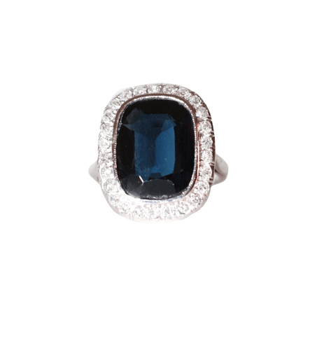 Bague 53 Bague Art Déco Saphir Diamants Platine 58 Facettes 565