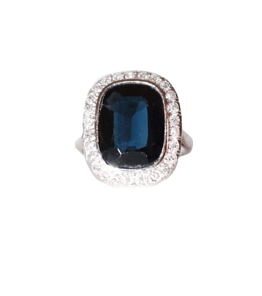 Ring 53 Art Deco Sapphire Diamonds Platinum Ring 58 Facettes 565