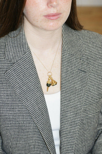 Montre Pendentif clé de montre en or jaune 18kt et jaspe sanguin 58 Facettes