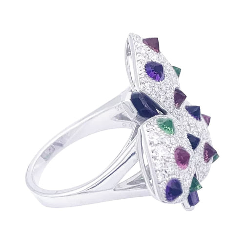 Bague 55 Cartier Caresse d’Orchidées - Bague en or blanc 750 diamants et pierres fines 58 Facettes 33024