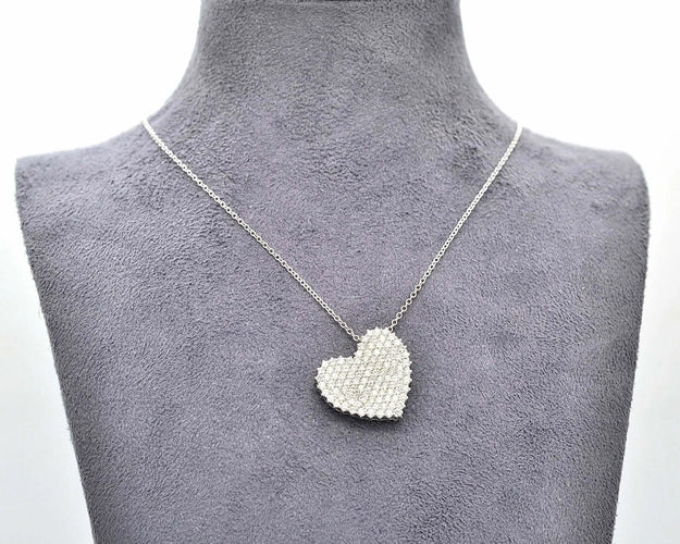 Collier Alfieri - Collier avec pendentif cœur en or blanc 18 kt et diamants 2,40 ct 58 Facettes 9508