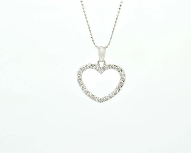 Collier Collier - Pendentif cœur en or blanc 18 ct et diamants 0,58 ct 58 Facettes 8871