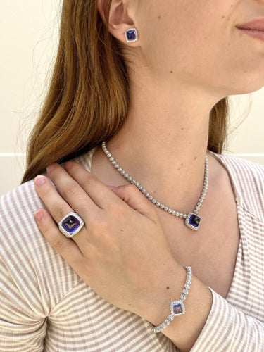 Collier FRED Pain de Sucre - Collier en or gris 18 carats, tanzanite et diamants 58 Facettes FB08219