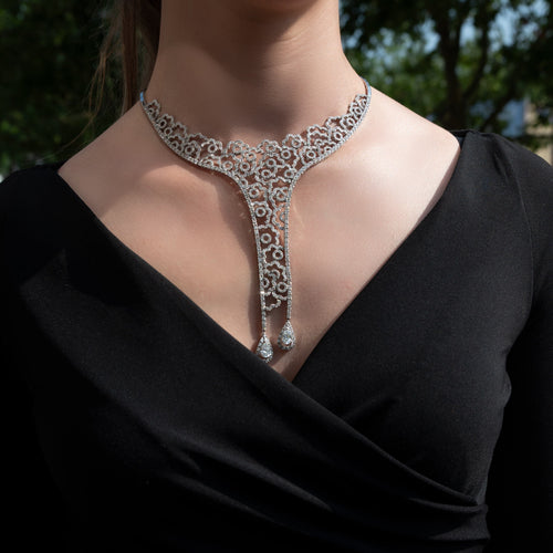 Collier Collier en or blanc 18 carats avec diamants naturels 58 Facettes 63700020