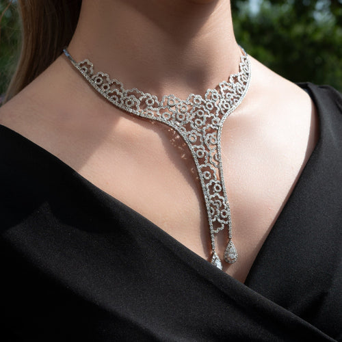 Collier Collier en or blanc 18 carats avec diamants naturels 58 Facettes 63700020