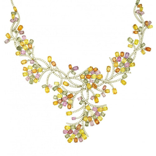 Collier Collier en or blanc 18 carats avec saphirs et diamants 58 Facettes 63700024