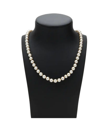 Collier Crèmes - Collier en or blanc 18K avec perles crème et diamants 58 Facettes BO200008/CRÈMES
