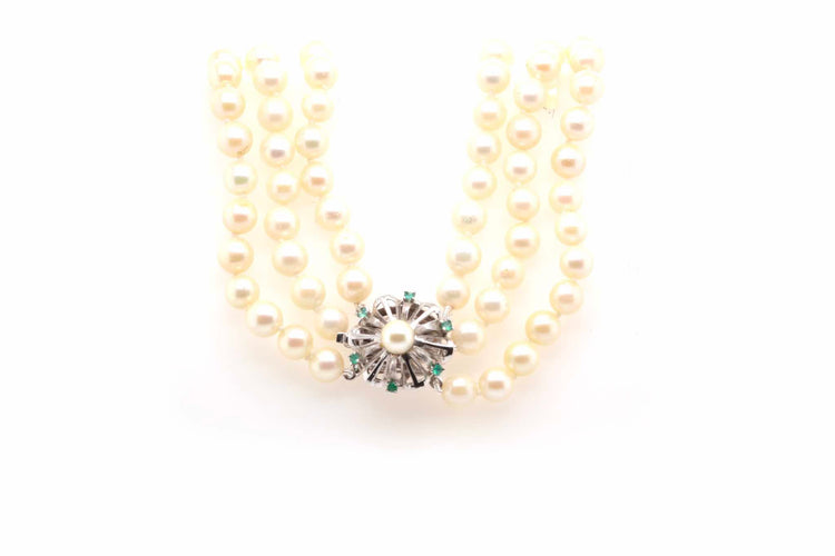 Collier Collier trois rangs de perles de culture en or blanc 18k 58 Facettes 24812