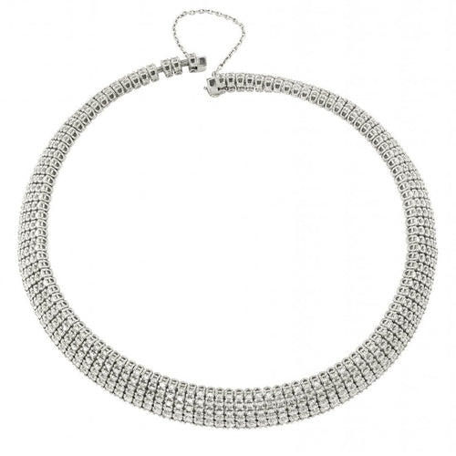Collier Collier semi-rigide 5 rangs en or blanc 18 carats et diamants 58 Facettes 63700090