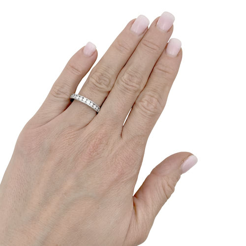 Bague 57 Tiffany & Co. Setting - Alliance en platine et diamants 58 Facettes 35083