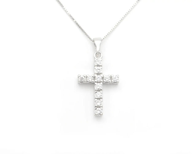 Collier Collier - Croix et diamants en or blanc 18 ct (0,42 ct) 58 Facettes 13866