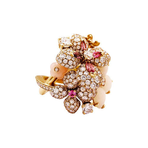 Bague 57 Chaumet Hortensia Aube de Rosée - Bague en or rose, diamants et opales roses 58 Facettes 35207