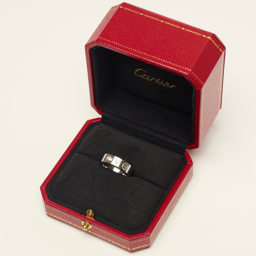 Bague 51 Cartier LOVE - Bague classique en or blanc et diamant 58 Facettes