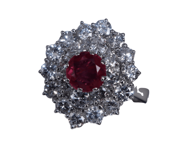 Bague 53.5 Bague Cocktail Rubis Birman et Diamants or blanc 58 Facettes BA-22